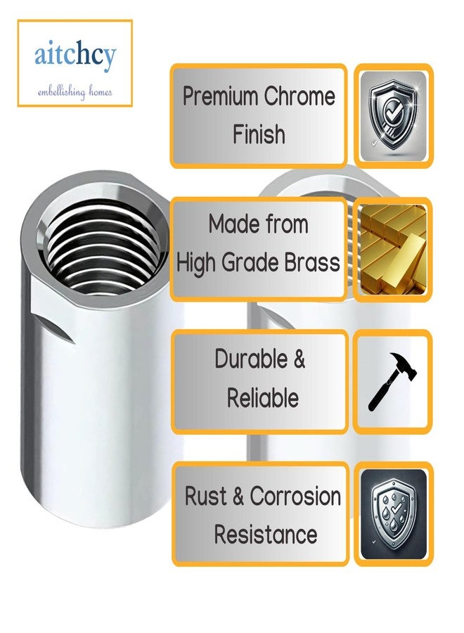 Aitchcy Brass Socket Connector for Pipe Fittings (1/2" Inch X 1/2" Inch) Multipurpose CP Jointer 1/2 inch (Pack of 2) - Image 5